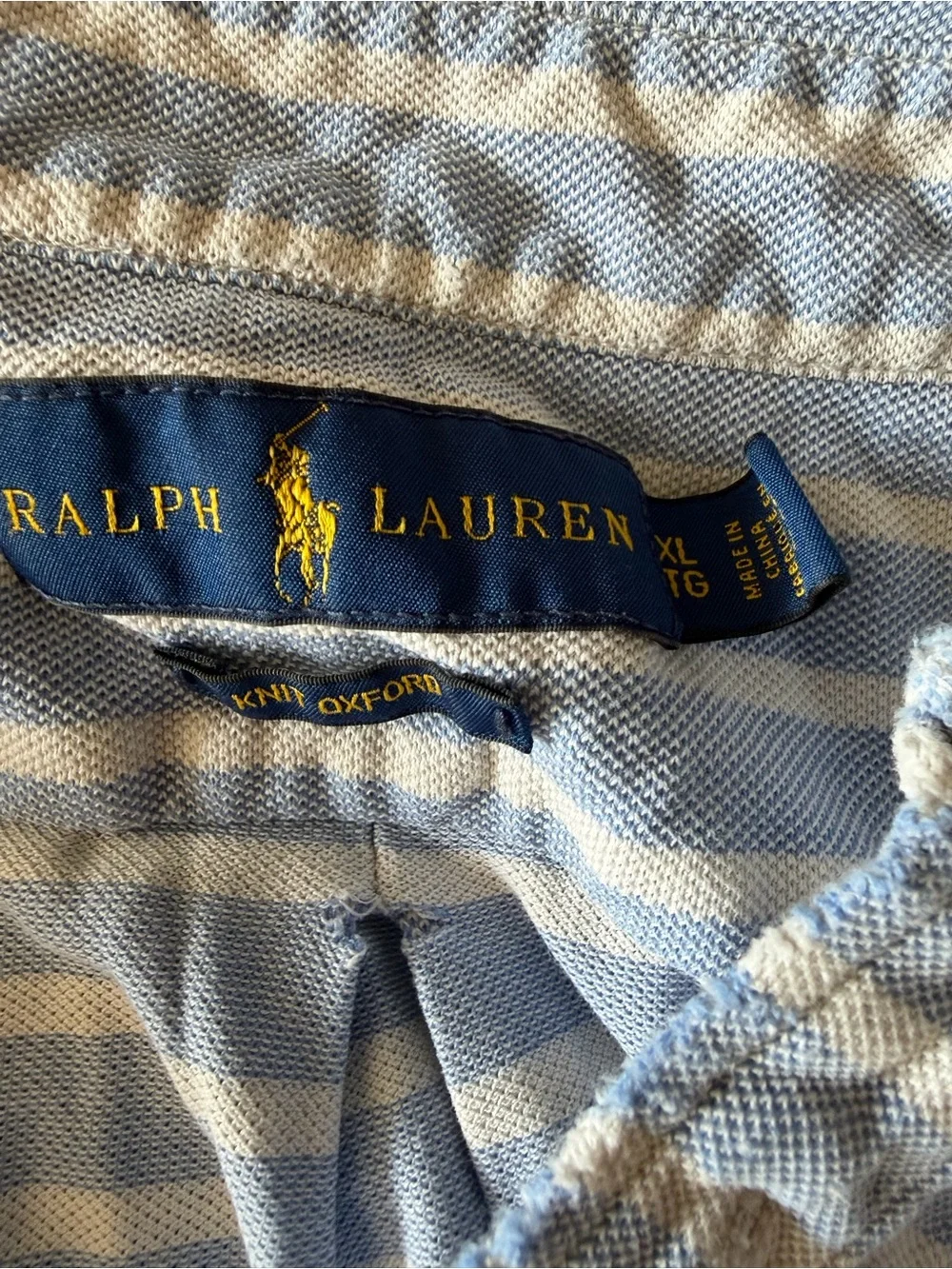 Ralph Lauren Light Blue and White Striped Polo Shirt